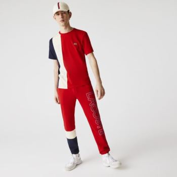 Lacoste Colorblock Fleece Track Pants Pánské - Kalhoty Červené / Béžový / Tmavě Blankyt Blankyt | CZ